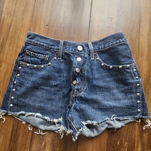Levi's Womens 501 Studded Denim Shorts- High Waisted - Size 26